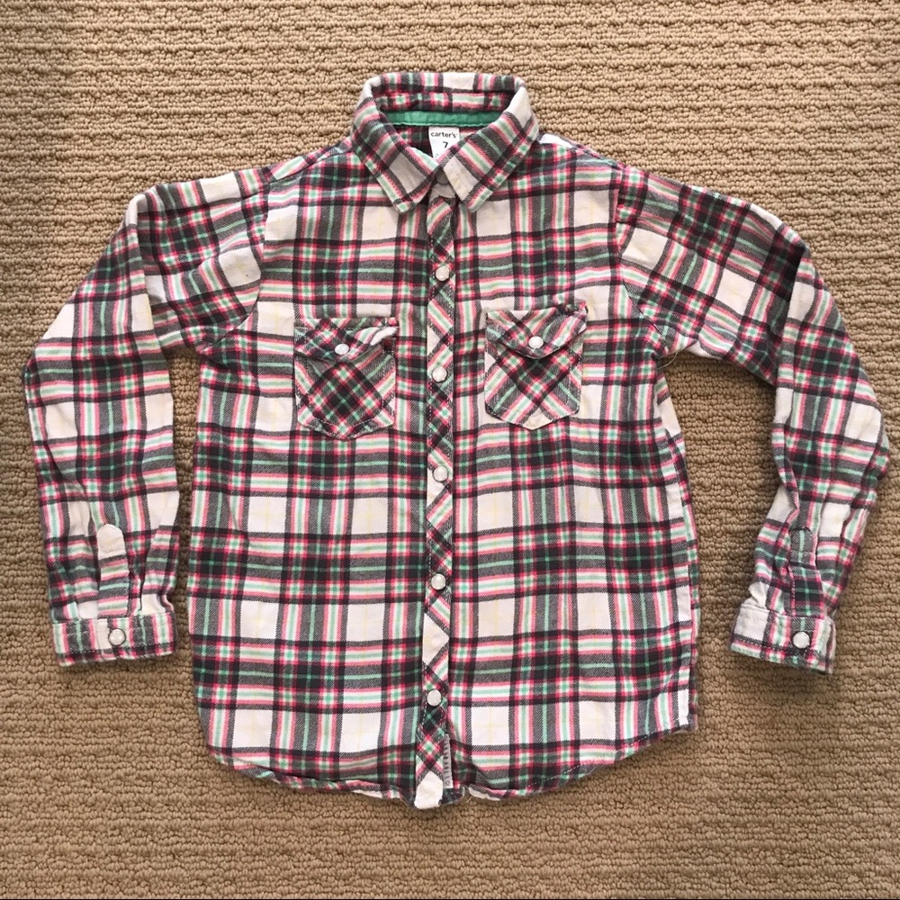 Worn Once! Carter’s Flannel Plaid Snap Button Top